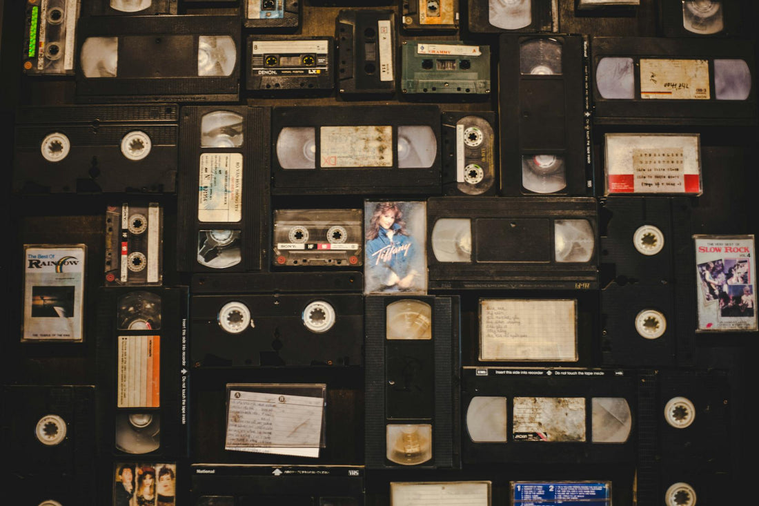 a lot of tapes next to each other