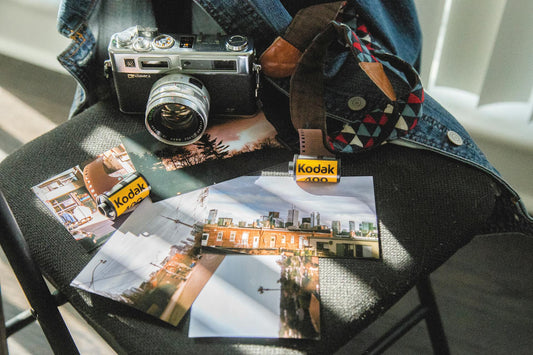Popular Kodak Cameras of the Past on the chair