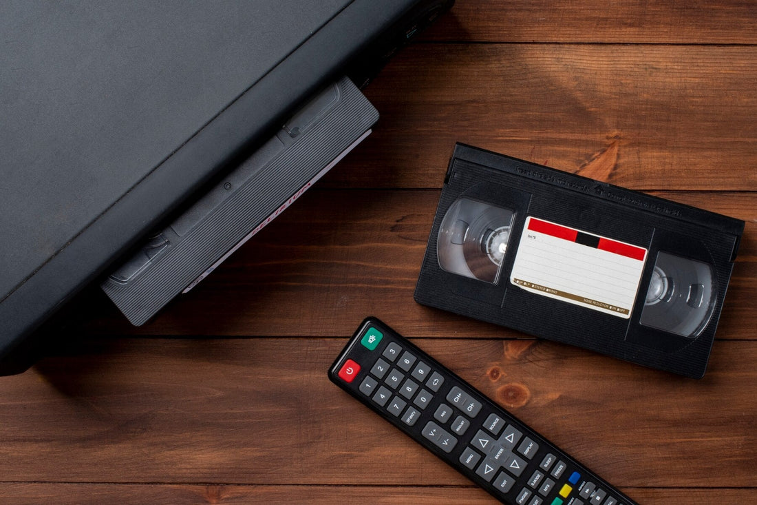 VHS tape and a VCR 